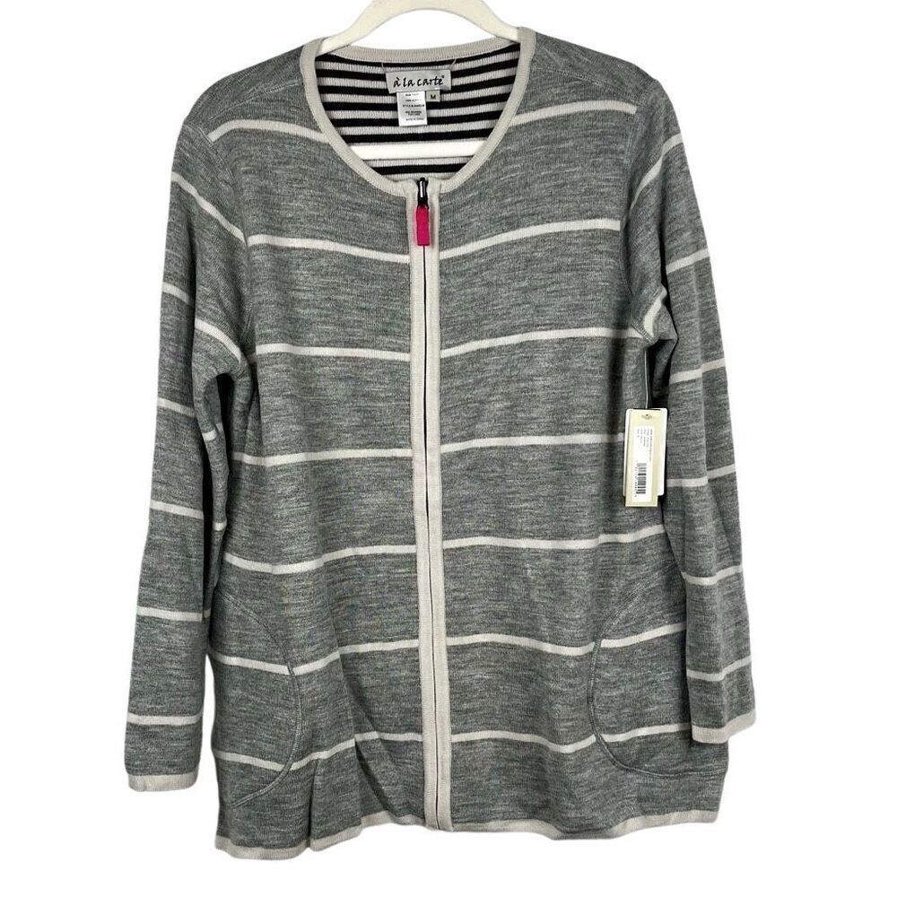 NWT A La Carte Reversible Zip Up Striped Jacket Medium